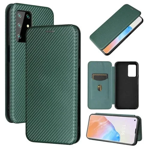 Funda para Cubot X30 Cuero con Tapa Magnética Horizontal Fibra de Carbono TPU + PC + PU con Ranura para Tarjeta (Verde)