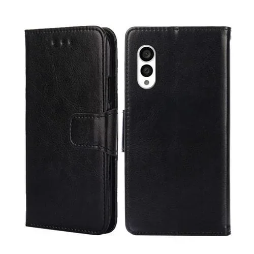 Funda para Fujitsu Arrows N F-51C de Cuero con Textura Crystal (Negro)