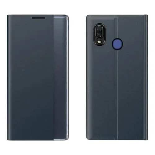Funda para Galaxy A20 A30 Pantalla Lateral Magnética Horizontal Flip Tela Textura Lisa Estuche PC Soporte Suspensión (Azul Oscuro)