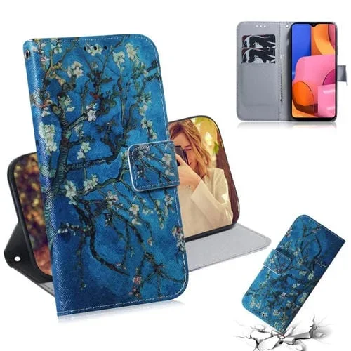 Funda para Galaxy A20S Cuero PU con Tapa Horizontal Soporte Ranuras Tarjetas Billetera (Flor de Albaricoque)
