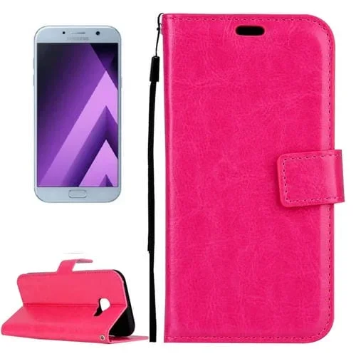 Funda para Galaxy A5 (2017) A520 Cuero PU con Tapa Horizontal Soporte Ranuras Tarjetas Billetera Marco Fotos Cordón Hebilla Magnética (Magenta)
