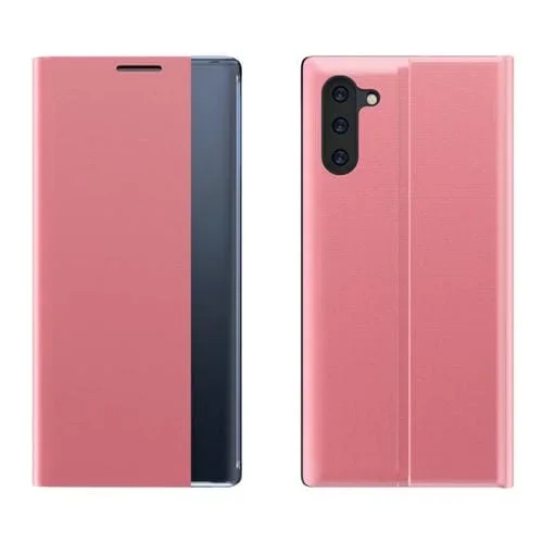 Funda para Galaxy Note 10 con Paño Textura Lisa Horizontal Magnética y Pantalla Lateral + Soporte PC Función Reposo (Rosa)