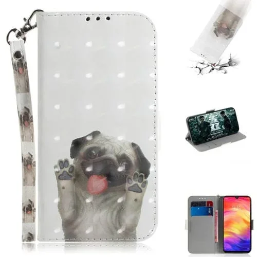 Funda para Galaxy S10E de Cuero con Tapa Horizontal, Dibujo 3D, Soporte, Ranuras para Tarjetas y Billetera (Pug)