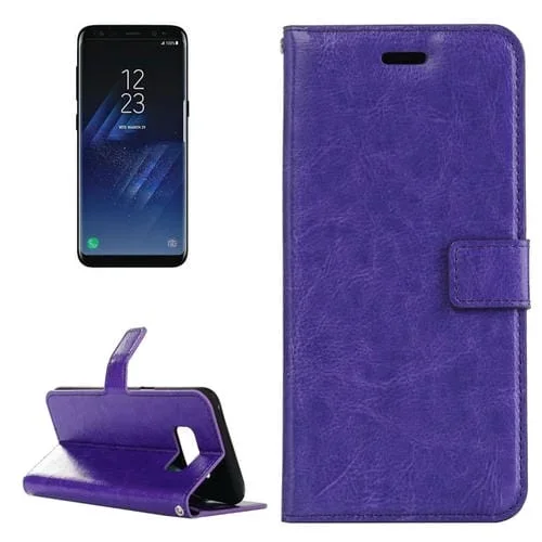 Funda para Galaxy S8 Retro Crazy Horse Texture Cuero con Tapa Horizontal, Soporte, Ranuras para Tarjetas, Billetera y Marco de Fotos (Púrpura)