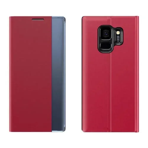 Funda para Galaxy S9 Pantalla Lateral Magnética Horizontal Flip Tela Textura Lisa con Soporte y Función de Suspensión (Rojo)