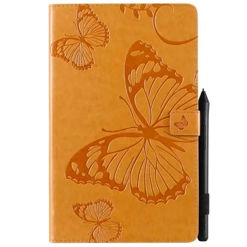 Funda para Galaxy Tab A 10.1 (2019) Cuero PU con Tapa, Soporte, Ranuras para Tarjetas, Billetera y Bolígrafo (Amarillo)