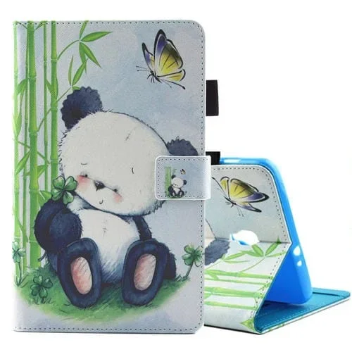 Funda para Galaxy Tab A 8.0 T380 y T385 Cuero Tapa Horizontal Patrón Panda Soporte Ranuras para Tarjetas