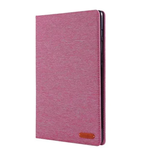 Funda para Galaxy Tab S6 T860 T865 Cuero PU Tapa Horizontal Tela Soporte Ranuras Tarjetas Bolígrafo (Rosa Roja)