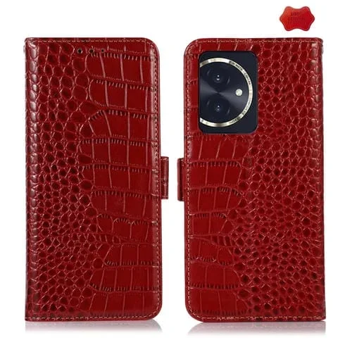 Funda para Honor 100 de Piel de Vaca con Capa Superior de Cocodrilo (Rojo)