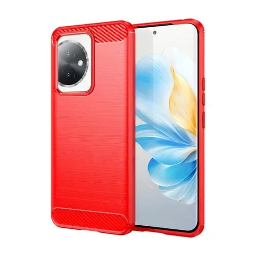 Funda para Honor 100 TPU Fibra de Carbono Textura Cepillada (Rojo)