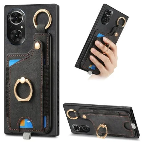 Funda para Honor 50 Se con Bolsa para Tarjeta, Anillo y Lazo para Colgar (Negro)