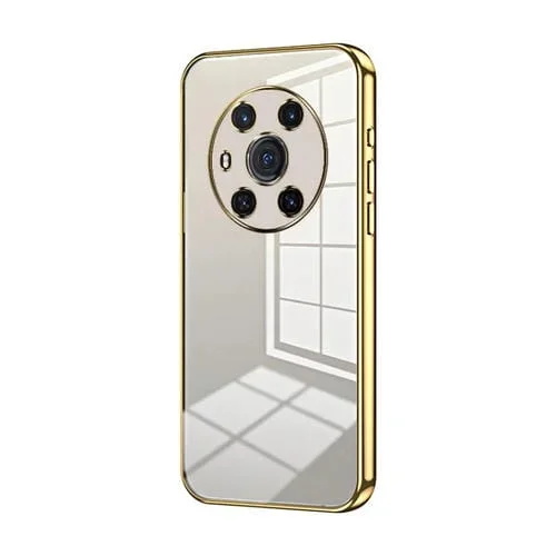 Funda para Honor Magic3 con Orificio Fino y Revestimiento Transparente (Dorado)
