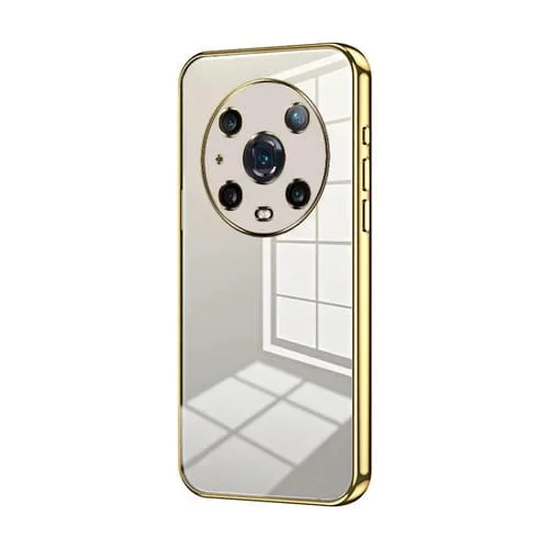 Funda para Honor Magic4 Pro con Orificio Fino y Revestimiento Transparente (Dorado)