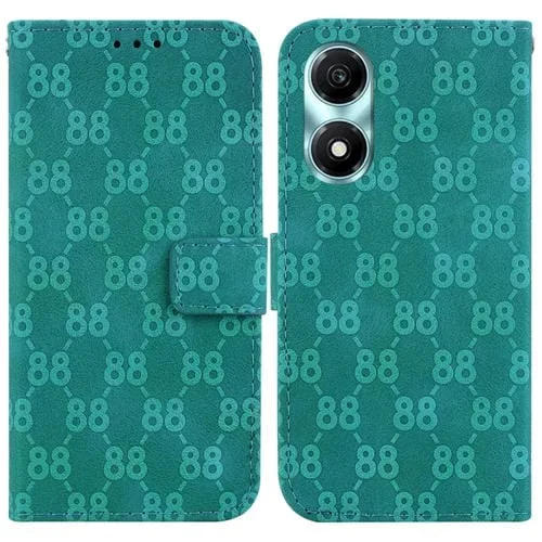Funda para Honor X5 Plus y Play 40C de Cuero en Relieve con Doble Forma de 8 (Verde)