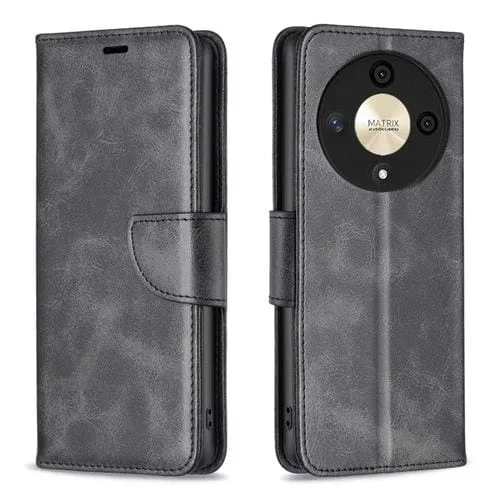 Funda para Honor X9B Magic6 Lite 5G de Cuero con Tapa y Textura Piel de Cordero (Negro)