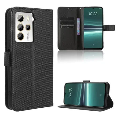 Funda para HTC U23 y U23 Pro con Textura Diamante de Cuero (Negro)