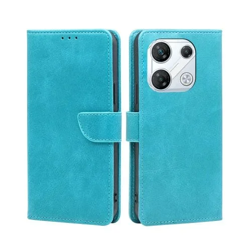 Funda para Infinix Gt 10 Pro 5G de Cuero con Tapa, Hebilla y Textura de Pantorrilla (Azul Claro)