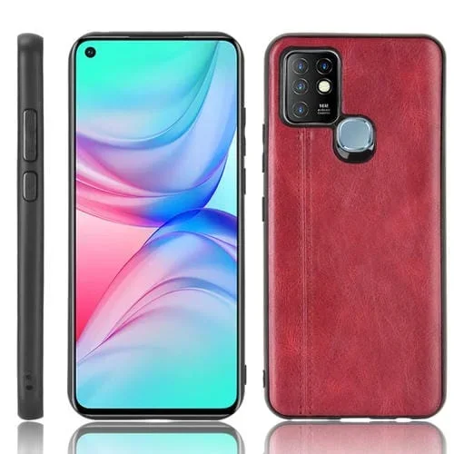 Funda para Infinix Hot 10 Hucher a Prueba de Golpes Patrón de Vaca PC + PU + TPU (Rojo)