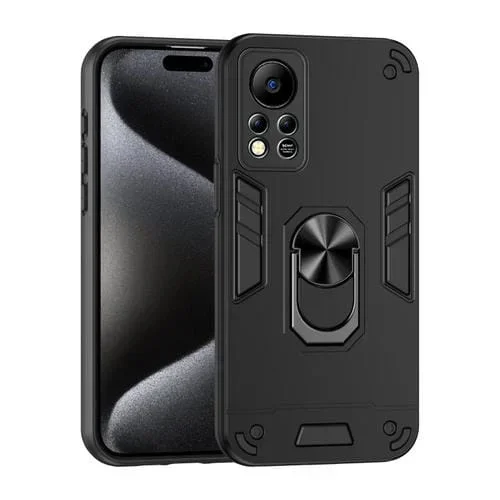 Funda para Infinix Hot 11S Nfc con Soporte de Anillo de Metal a Prueba de Golpes (Negro)