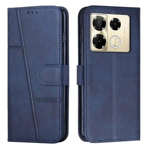 Funda para Infinix Note 40 Pro 4G / 5G de Cuero con Hebilla y Textura de Pantorrilla (Azul)