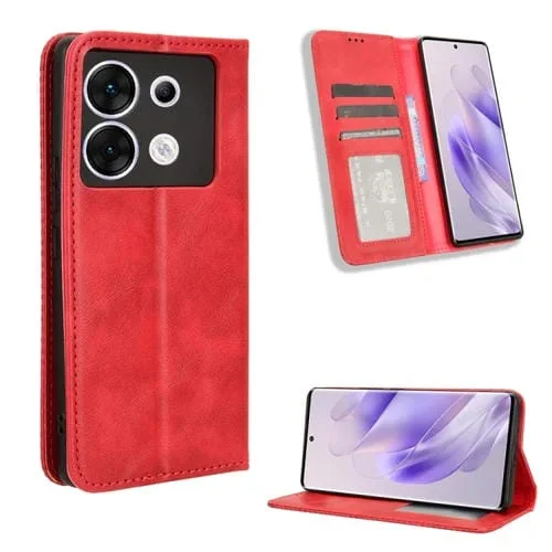 Funda para Infinix Zero 30 5G de Cuero con Textura Retro y Hebilla Magnética (Rojo)