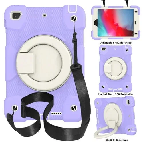 Funda para iPad Mini 4 2015 Mini 2019 Silicone + PC Protección Completa Soporte y Correa (Púrpura)
