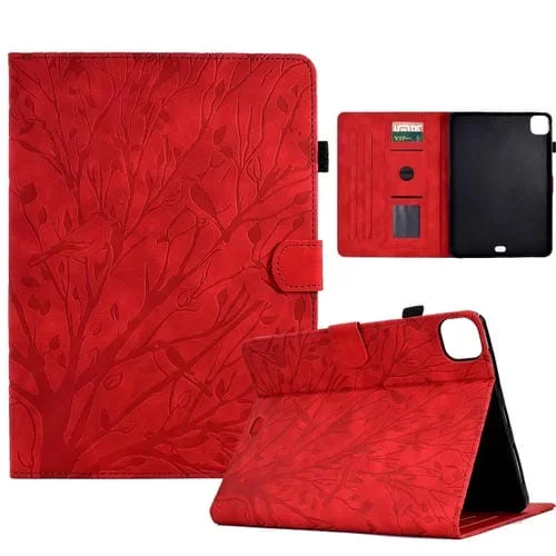 Funda para iPad Pro 11 Air 4 10.9 2020 Air 5 10.9 Fortune Tree Pu con Activación Suspensión (Rojo)
