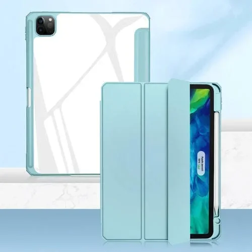 Funda para iPad Pro 12.9 Mutural Pinyue Series PC + TPU Cuero con Tapa Horizontal Soporte Ranura Bolígrafo Reposo Activación (Azul Cielo)