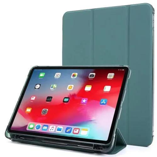 Funda para iPad Pro 12.9 PU Leather + TPU con Soporte y Ranura Bolígrafo (Verde Oscuro)