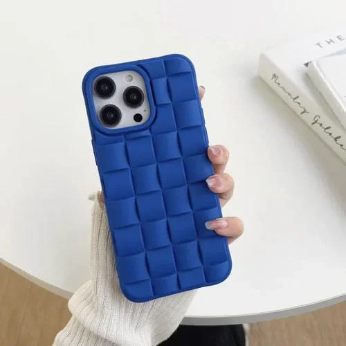 Funda para iPhone 11 3D Cube Weave Texture Skin Feel (Azul Oscuro)