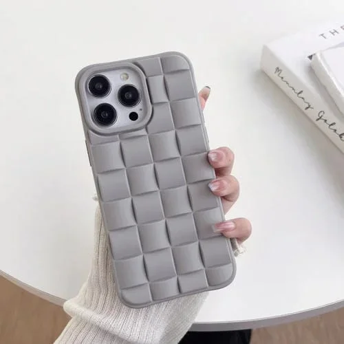 Funda para iPhone 11 3D Cube Weave Texture Skin Feel Phone Case (Gris)