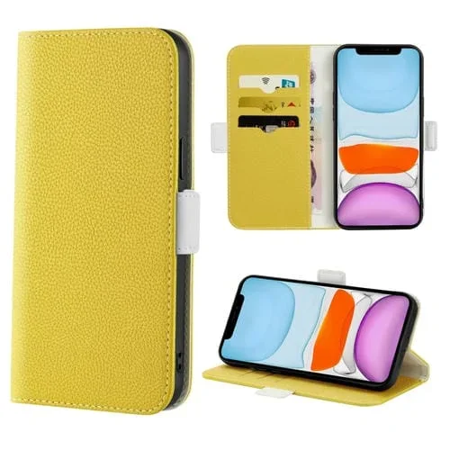 Funda para iPhone 11 Candy Color Litchi Texture Leather Phone Case (Amarillo)