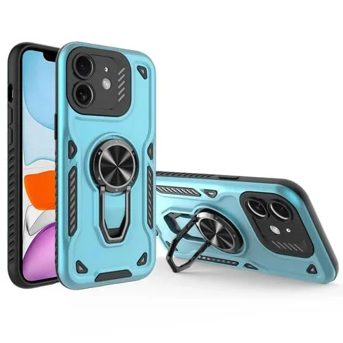 Funda para iPhone 11 con Soporte Giratorio de Metal y Carcasa Magnética de TPU y PC (Azul Brillante)