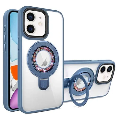 Funda para iPhone 11 Magsafe Flip Holder Cobertura Total TPU + PC Transparente (Azul)