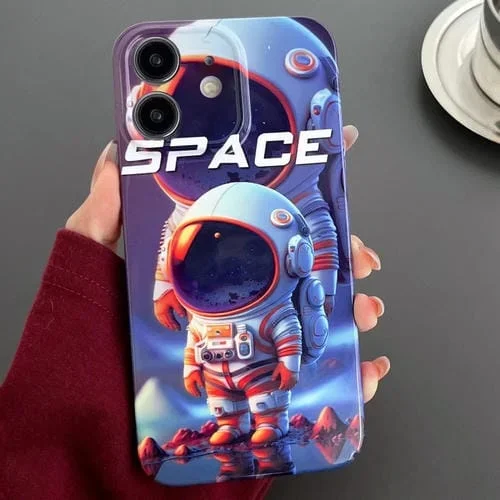 Funda para iPhone 11 PC Patrón Pintado Precise Hole (Astronauta Blanco Naranja)