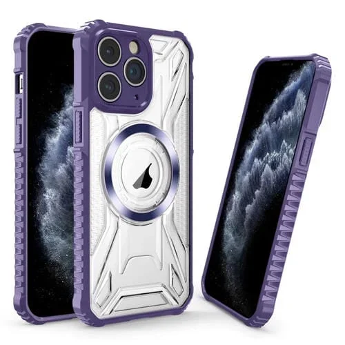 Funda para iPhone 11 Pro Max Cd Texture Magsafe Phone Case (Morado Oscuro)