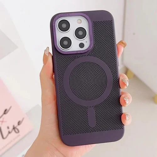 Funda para iPhone 11 Pro Max Grid Cooling Magsafe Magnética (Púrpura Oscuro)