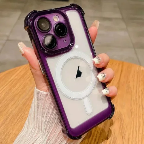 Funda para iPhone 11 Pro Max Magnética Magsafe Acrílico Transparente + TPU (Púrpura)