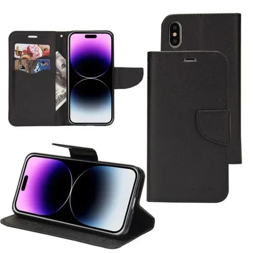 Funda para iPhone 11 Pro Max Mercury Contrast Color Splicing Leather Phone Case (Negro)