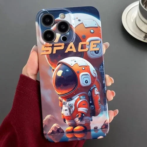 Funda para iPhone 11 Pro Max PC Patrón Pintado Precise Hole (Astronauta Naranja)