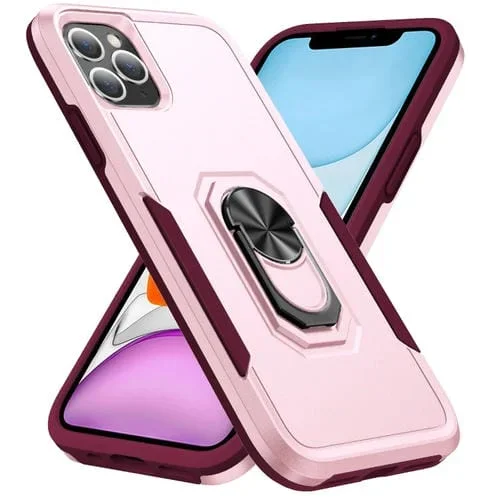 Funda para iPhone 11 Pro Max Ring Kickstand Heavy Duty a Prueba de Golpes (Rosa)
