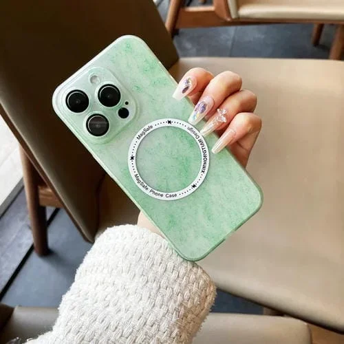 Funda para iPhone 11 Pro Max Silk Ink Pattern Magsafe PC Phone Case (Verde)
