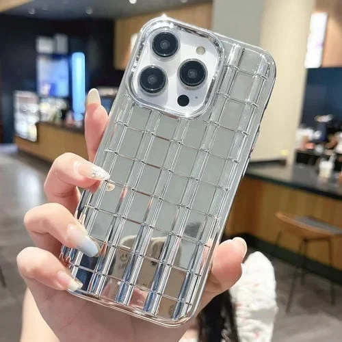 Funda para iPhone 11 Pro TPU con Azulejos Esmaltados Galvanizados (Plata)
