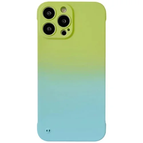 Funda para iPhone 11 Skin Feel Gradient sin Marco (Verde + Azul Claro)