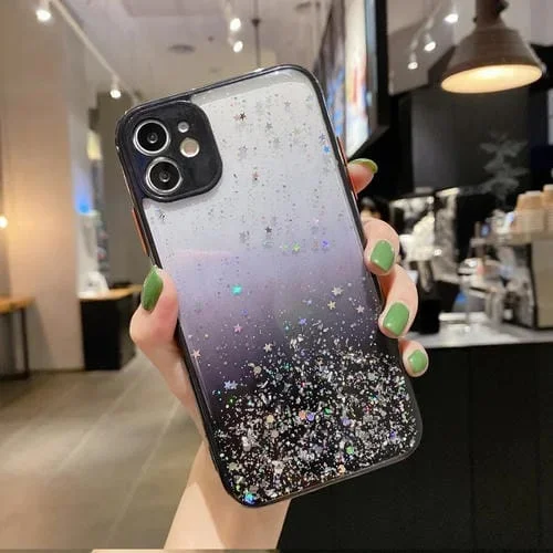 Funda para iPhone 11 TPU Starry Gradient Glitter Powder (Negro)
