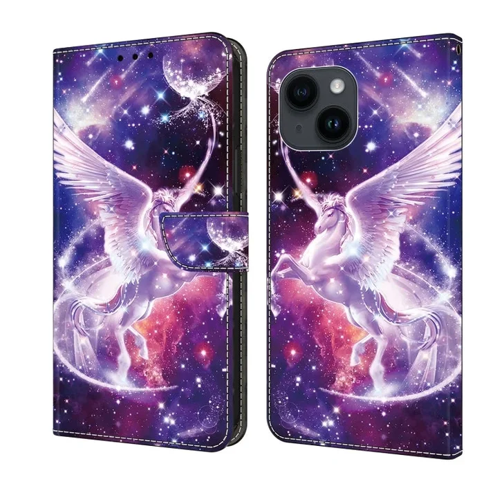 Funda para iPhone 12/12 Pro Cuero Pintada con Cristales Unicornio