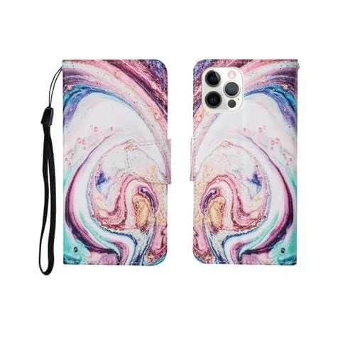 Funda para iPhone 12/12 Pro Horizontal Flip Leather Case Mármol de Hidromasaje
