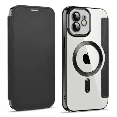 Funda para iPhone 12 Magsafe Magnetic Rfid Cuero Antirrobo (Negro)