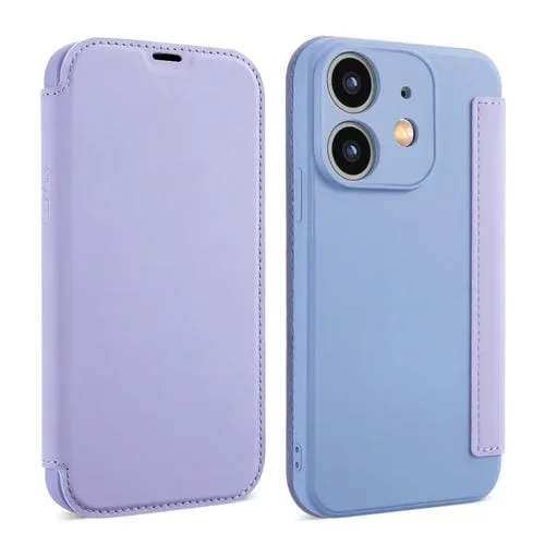 Funda para iPhone 12 Mini Imitate Liquid Skin Feel Cuero con Ranuras para Tarjetas (Púrpura)