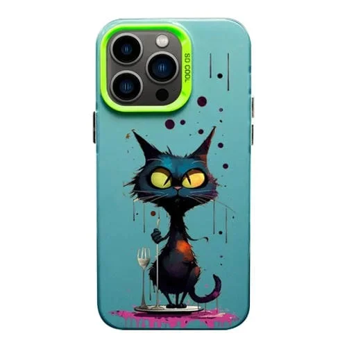 Funda para iPhone 12 Pro Max Color Ink Frosted PC y Estuche TPU (Gato Negro)